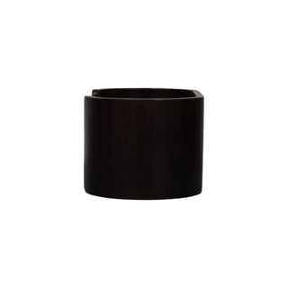 Back view of Curved Front Wall Nightstand, showing the storage shape and furniture finish
