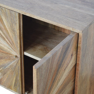 Fern Sideboard Cabinet Sunburst Marquetry Pale Oak - dimensions scale