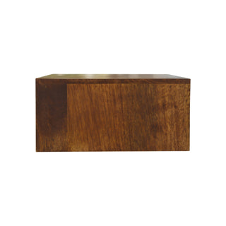 Top view of Floating Chestnut Bedside Table with Gold Brass Inlay with chestnut brass floating