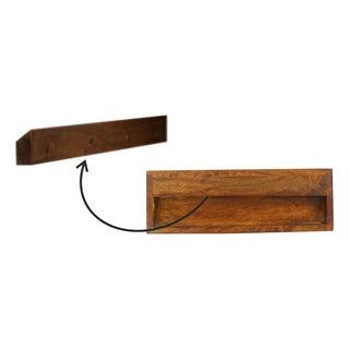 Rear angle view of Floating Chestnut Bedside Table with Gold Brass Inlay