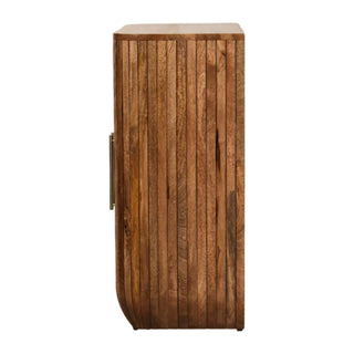 Back view of Fluted Curve Cabinet, showing the storage shape and furniture finish