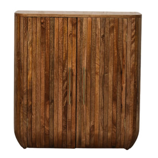 Front view of Fluted Curve Cabinet, showing the storage shape and furniture finish