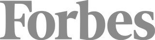 Forbes logo in gray text in a transparent background. 