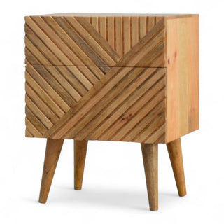 French Style Solid Wood Nightstand Lille 2-Drawer - wood grain close up