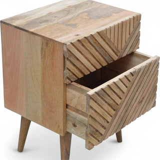 French Style Solid Wood Nightstand Lille 2-Drawer - side angle view