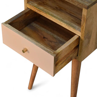 Hand-Painted Solid Wood Nightstand Mini Multicolor - side angle view