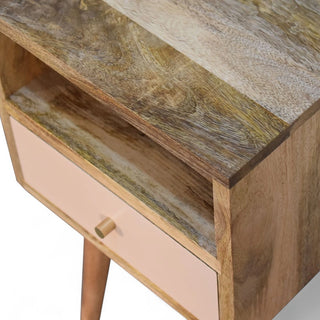 Hand-Painted Solid Wood Nightstand Mini Multicolor - top surface view