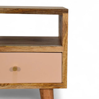Hand-Painted Solid Wood Nightstand Mini Multicolor - wood grain close up
