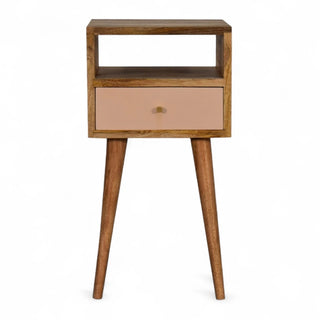 Hand-Painted Solid Wood Nightstand Mini Multicolor - front view
