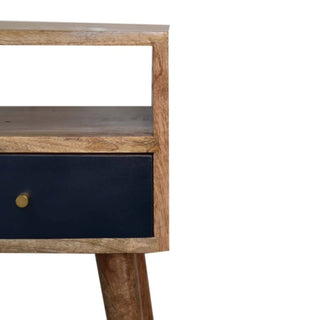 Hand-Painted Solid Wood Nightstand Mini Navy Blue - lifestyle bedroom