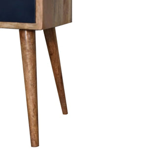Hand-Painted Solid Wood Nightstand Mini Navy Blue - rear profile view