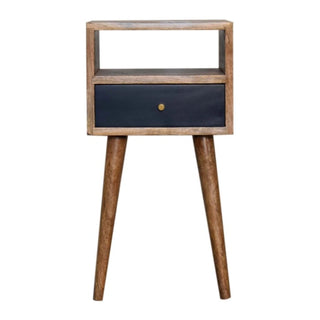 Hand-Painted Solid Wood Nightstand Mini Navy Blue - front view