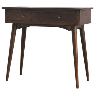 Side angle view of Harlow Hallway Console Table with Drawers Light Walnut Sustainable Mango