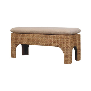 Harmony Rattan Bench Wicker Panel Cushioned Seat - side angle view