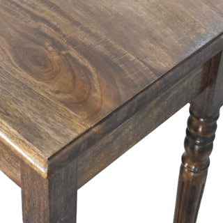 Heritage turned-leg desk top surface and wood grain close-up