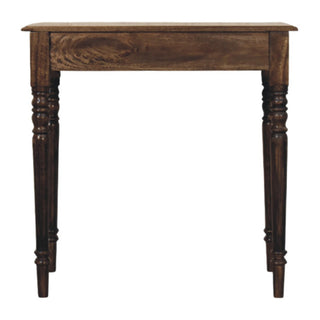 Heritage turned-leg desk side profile view showing elegant turned leg silhouette