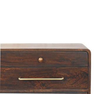 Side view of Hudson 8 Drawer Dresser, showing the storage front, hardware and finish