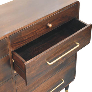 Finish detail view of Hudson 8 Drawer Dresser, showing the storage front, hardware and finish