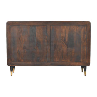 Back view of Hudson 8 Drawer Dresser, showing the storage front, hardware and finish