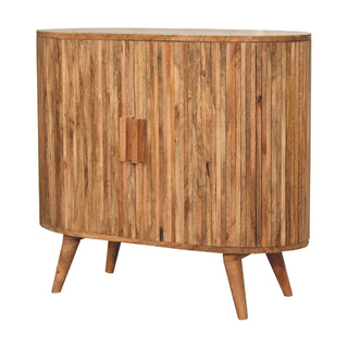 Idris Drinks Cabinet Oval Ribbed - side angle view