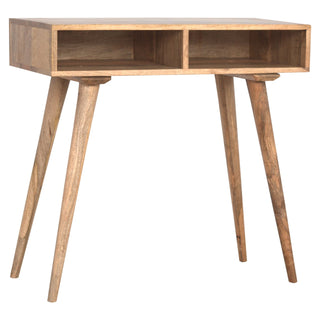 Norda Writing Desk Mango Wood Dual Open Shelves With Tapered Legs