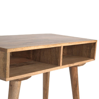 Norda Writing Desk Mango Wood Dual Open Shelves With Tapered Legs
