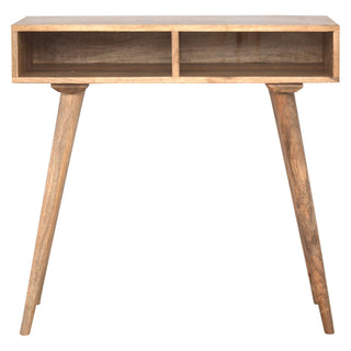 Norda Writing Desk Mango Wood Dual Open Shelves With Tapered Legs
