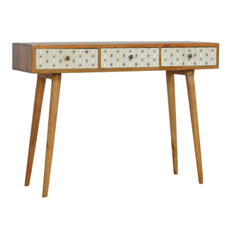 Liora Console Table with Drawers White Resin Inlay Tapered Legs