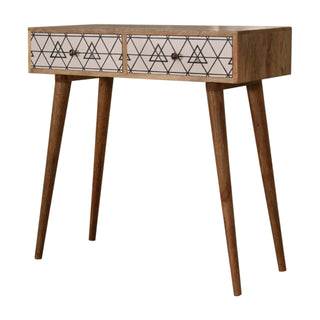 Ines Slim Console Table Triangle Print - side angle view