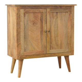 Side angle view of Linden Sideboard Cabinet Flat-Panel Natural Oak Scandi Twin-Door