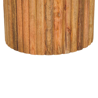 Luma Marble Side Table Fluted Cylindrical Mango Wood - dimensions scale