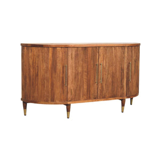 Side angle view of Lumara Large Sideboard with Curved Fluted Doors and Brass-Tipped Tapered Legs