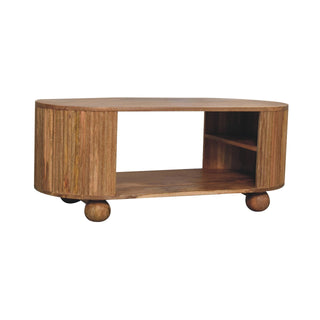 Luna Oval Coffee Table - top surface overhead flat lay