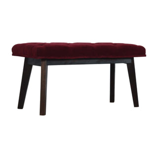 Maren Hallway Bench Wine Red Velvet - side angle view