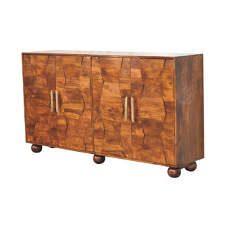 Marlowe Sideboard Cabinet Wave-Textured Chestnut - side angle view