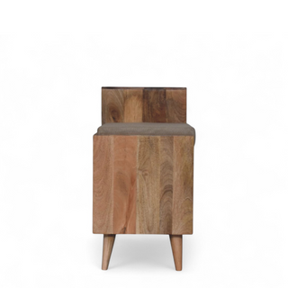 Additional angle of Mid-Century Bench with Storage | Solid Oak Wood, showing the seat, legs and furniture silhouette