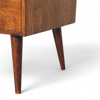 Mid-Century Chestnut Solid Wood Media Stand Elevated Design - dimensions scale