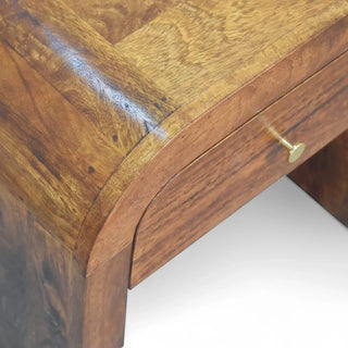Mid-Century Solid Wood Nightstand with Drawer - drawer open detail