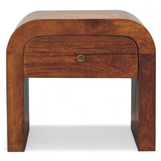 Mid-Century Solid Wood Nightstand with Drawer - front view