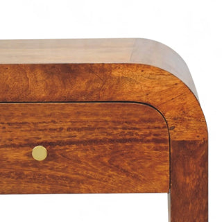 Mid-Century Solid Wood Nightstand with Drawer - product white background