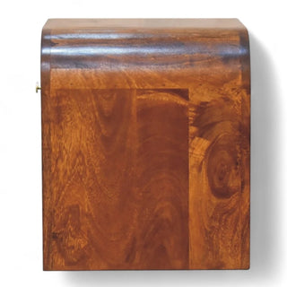 Mid-Century Solid Wood Nightstand with Drawer - rear profile view