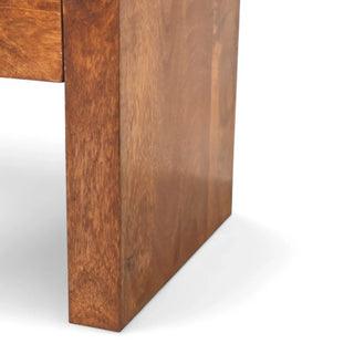 Mid-Century Solid Wood Nightstand with Drawer - top surface view