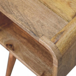 Mid-Century Solid Wood Nightstand with Open Shelf - dimensions scale