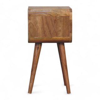 Mid-Century Solid Wood Nightstand with Open Shelf - drawer open detail