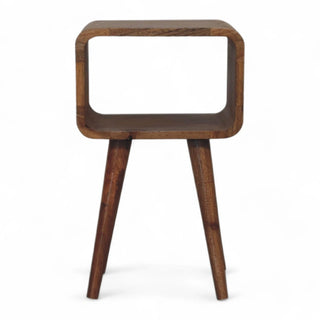 Mid-Century Solid Wood Nightstand with Open Shelf - front view