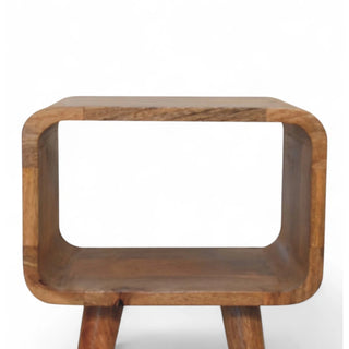 Mid-Century Solid Wood Nightstand with Open Shelf - lifestyle bedroom