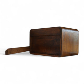 Mid-Century Floating Nightstand Curved Chestnut - drawer open detail