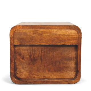 Mid-Century Floating Nightstand Curved Chestnut - drawer open detail