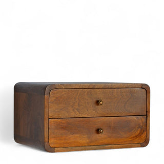 Mid-Century Floating Nightstand Curved Chestnut - top surface view