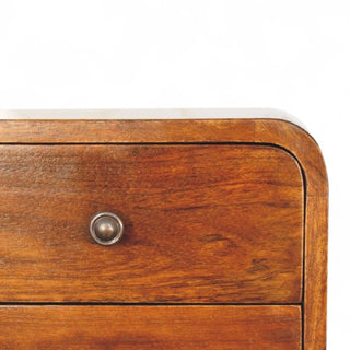Mid-Century Floating Nightstand Curved Chestnut - top surface view